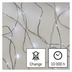 EMOS 40 LED srebrnih lampica nano, 4 m, bijela, s timerom