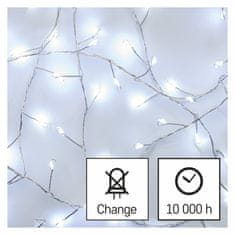 EMOS LED božićni nano lanac, jež, 2,4 m, 3x AA, unutarnji, hladno bijeli, timer