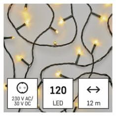 EMOS LED božićne lampice, 12 m, zelena, za unutarnju i vanjsku upotrebu, toplo bijelo svjetlo