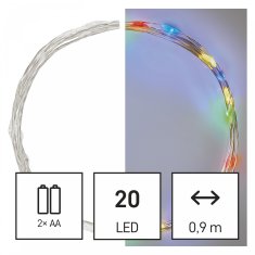 EMOS lampice s timerom Cherry, 20 LED žaruljica, unutarnje, multicolor