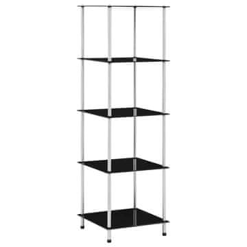 Vidaxl Polica s 5 razina, crna, 40x40x130 cm, kaljeno staklo