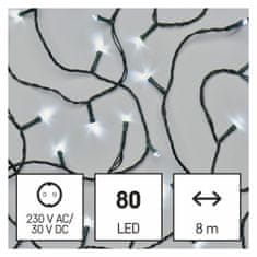 EMOS lampice s timerom, 80 LED, 8 + 5 m, dnevno bijela