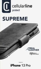 CellularLine Premium Supreme maskica za Apple iPhone 13 Pro, preklopna, kožna, crna (SUPREMECIPH13PROK)