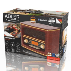 Adler Radio retro 1187 , AM/FM, bluetooth, USB, AUX, sat, alarm, 2x5W
