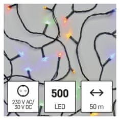 EMOS LED božićni lanac, 50 m, 500 LED, vanjski i unutarnji, višebojni, timer