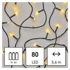 EMOS LED božićni lanac, 5,6 m, 3x AA, vanjski i unutarnji, toplo bijeli, timer