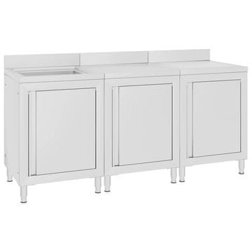 Vidaxl Komercijalni kuhinjski ormarić za sudoper 180x60x96 cm čelični