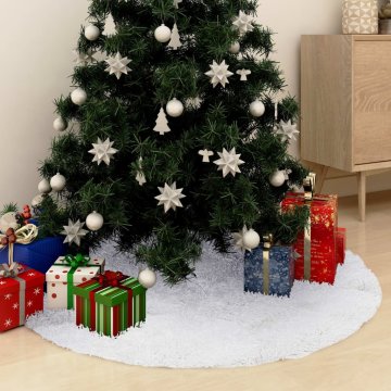 Vidaxl Navlaka za božićno drvce, bijela, 90 cm, umjetno krzno