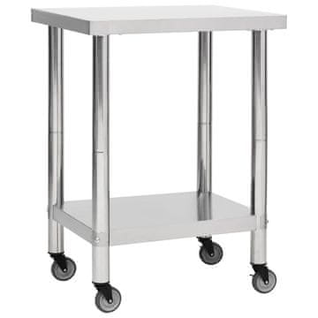 Vidaxl Kuhinjski radni stol na kotačima 80x45x85 cm Nehrđajući čelik