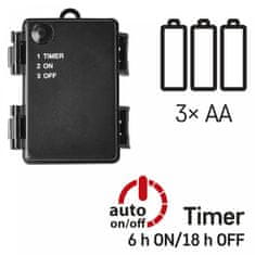 EMOS LED božićni lanac, 2,8 m, 3x AA, vanjski i unutarnji, toplo bijeli, timer