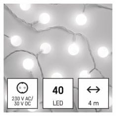 EMOS 40 LED lampica - kuglice, 2,5 m, 4 m, hladno bijela svjetlost, s timerom