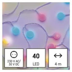 EMOS 40 LED lampica - kuglice, 2,5 m, 4 m, višebojna svjetlost, s timerom