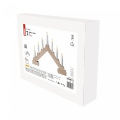 EMOS LED drveni svijećnjak, 29 cm, 3× AA, unutarnji, toplo bijeli, s mjeračem vremena