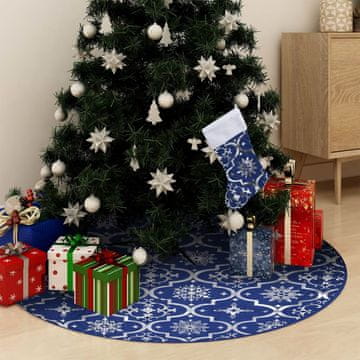 Vidaxl Luksuzna navlaka za božićno drvce s čarapom, plava, 150 cm