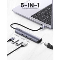 Ugreen čvorište USB, 5 u 1, USB-C, USB 3.0, HDMi, RJ45, PD (10919)
