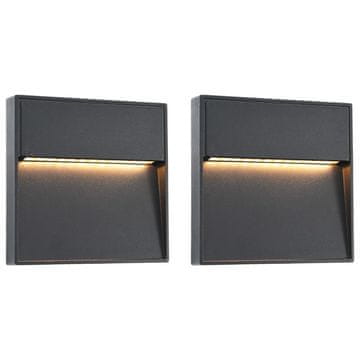 Vidaxl LED vanjske zidne lampe, 2 kom, 3 W, crne, kvadratne