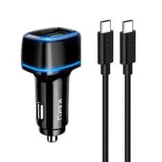 Kaku KSC-540 auto punjač USB / USB-C 3A 20W + kabel USB-C, crno