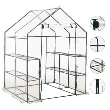 Vidaxl Staklenik s 8 polica 143x143x195 cm