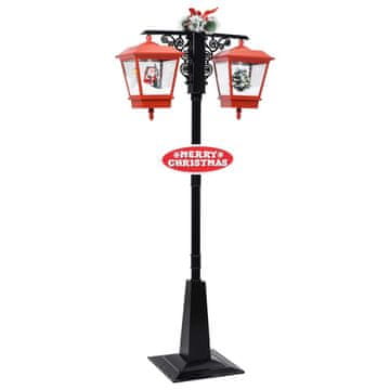 Vidaxl Božićni lampion s Djedom Mrazom, crni i crveni, 81x40x188 cm