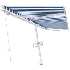 Vidaxl Samostojeća tenda na ručno uvlačenje 500 x 350 cm plavo-bijela