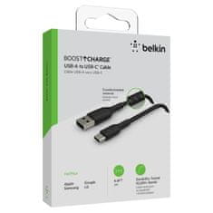 Belkin Boost Charge kabel, USB-C u USB-A, crni, 2 m