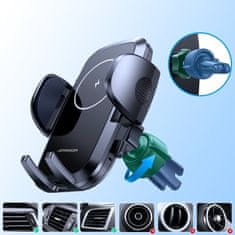 Joyroom Wireless Vent držač mobitela za auto, Qi punjač 15W, crno