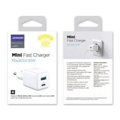 Joyroom Mini Fast Charger punjač USB / USB-C 30W PD QC, bijela