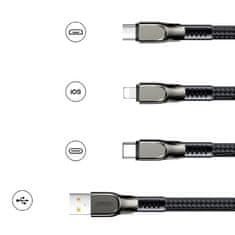 Joyroom 3in1 kabel USB - Lightning / microUSB / USB-C 3.5A 1.3m, crno
