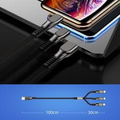 Joyroom 3in1 kabel USB - Lightning / microUSB / USB-C 3.5A 1.3m, crno
