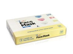 Dječja higijenska maska ​​za usta i nos, bijela, troslojna, jednokratna, sa žicom, 10 komada