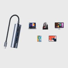 Joyroom 4in1 HUB adapter 2x USB 3.0 / USB-C 100W / HDMI 4K, siva