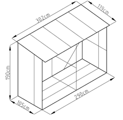 Rojaplast Drvarnica WOOD WA-C, 190 × 302 × 119 cm