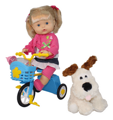 Dimian Nena lutka s biciklom i psićem, 36 cm