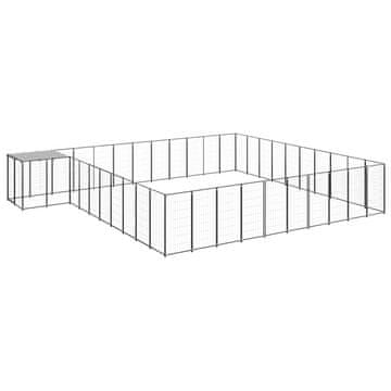 Vidaxl Kavez za pse crni 31,46 m² čelični