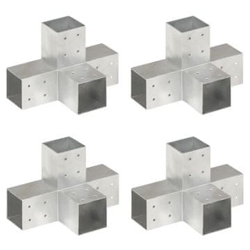 Vidaxl X-oblikovani spojnici, 4 kom., pocinčani metal, 81x81 mm