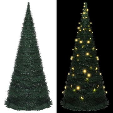 Vidaxl Umjetno božićno drvce s vijencem i lampicama, zeleno, 210 cm