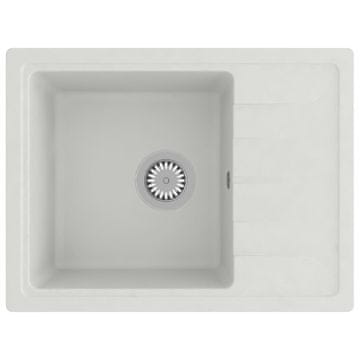 Vidaxl Sudoper s otvorom protiv prelijevanja ovalni bijeli granitni