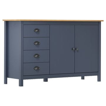Vidaxl Hill komoda s ladicama, siva, 130x40x80 cm, masivno borovo drvo
