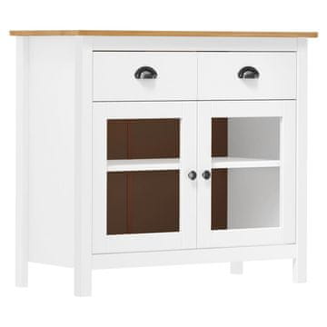 Vidaxl Hill komoda s ladicama, bijela, 90x40x80 cm, masivno borovo drvo