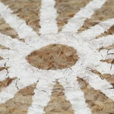 Vidaxl Ručno izrađen tepih od jute s bijelim printom, 120 cm