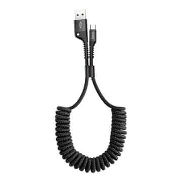 BASEUS Fish Eye Spring kabel USB / USB-C 2A 1m, crno