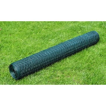Vidaxl Mrežasta ograda s PVC premazom 25x0,5 m zelena