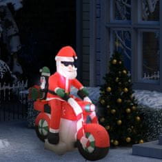 Vidaxl Napuhani Djed Mraz na motociklu s LED svjetlom, IP44, 160 cm