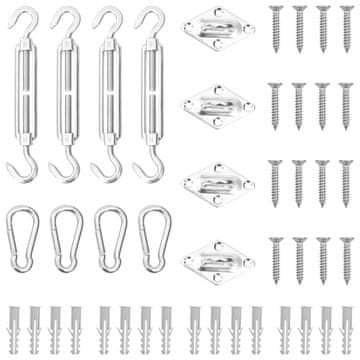 Vidaxl 12-dijelni set dodataka za jedro protiv sunca nehrđajući čelik