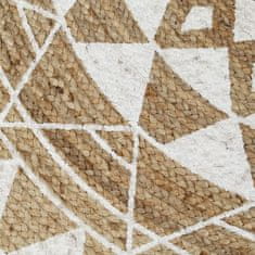 Vidaxl Ručno izrađen tepih od jute s bijelim printom, 120 cm