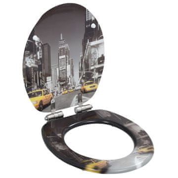 Vidaxl MDF WC sjedalo s mekim zatvaranjem, uzorak New York