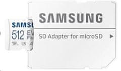 Samsung Micro SDXC memorijska kartica, 512 GB EVO Plus, U3, V30, A2, UHS-I + SD adapter