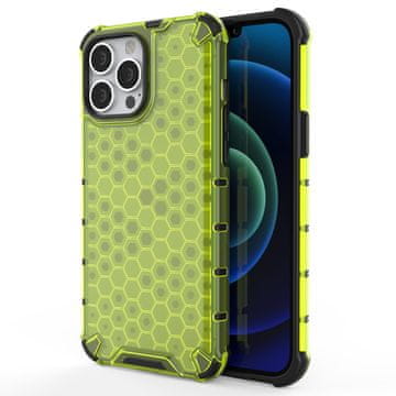 HURTEL Honeycomb maska s TPU branikom za iPhone 13 Pro Max - zelena
