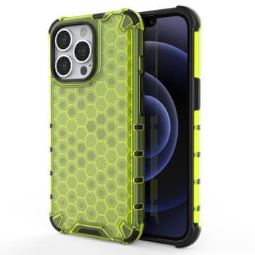 HURTEL Honeycomb maska s TPU branikom za iPhone 13 Pro - zelena