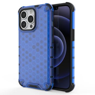 HURTEL Honeycomb maska s TPU branikom za iPhone 13 Pro - plava